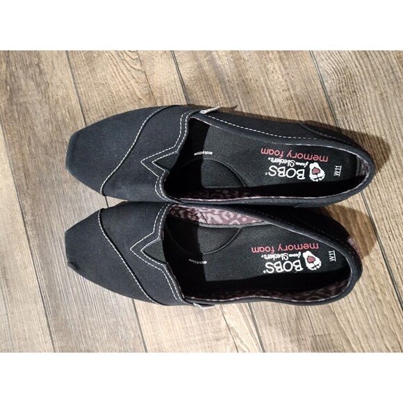 BOBS from Skechers Plush Peace & Love Memory Foam Black Flats 33645 sz 11 - Picture 7 of 9